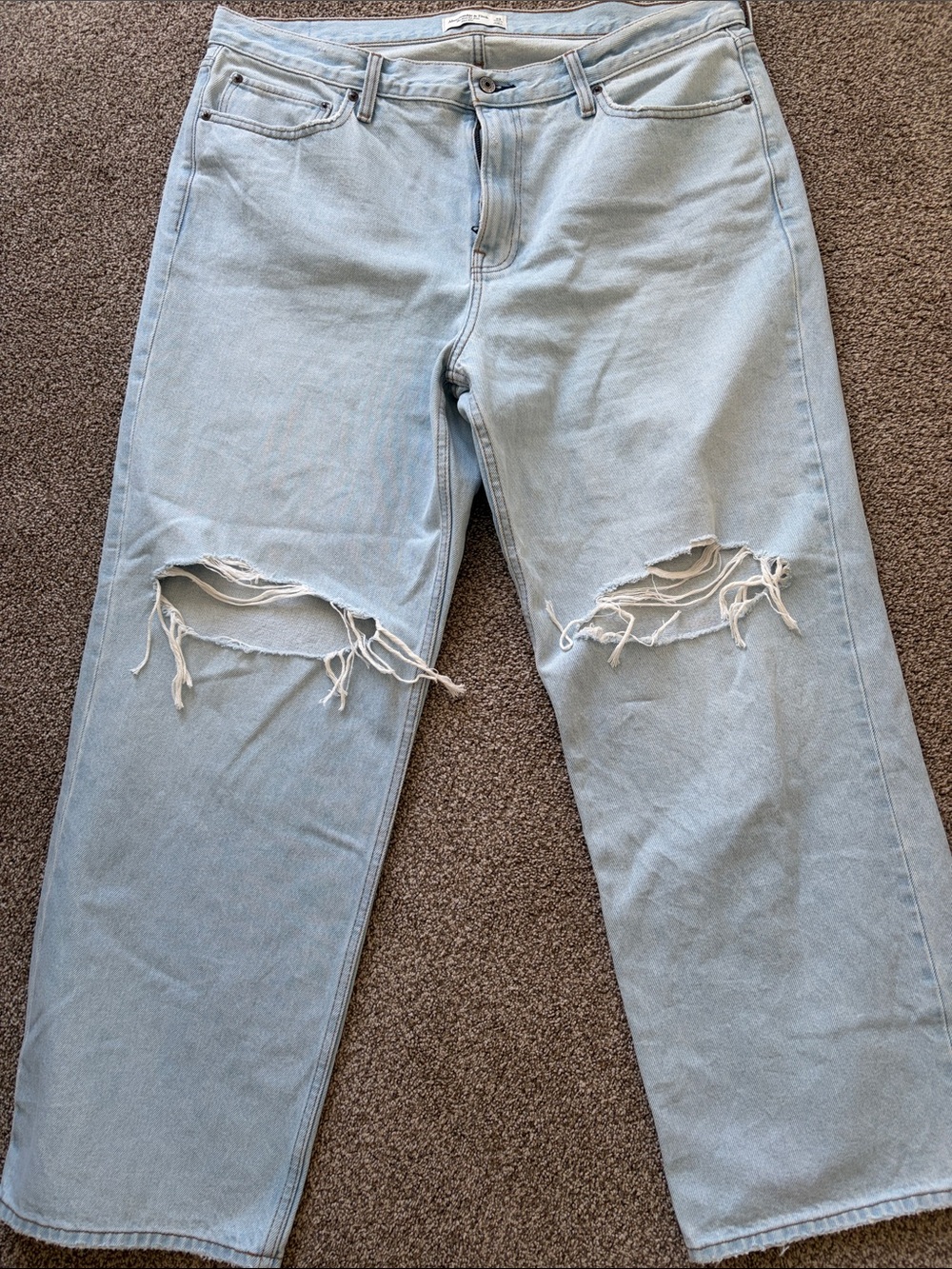 Abercrombie & Fitch Light Blue Distressed Straight Jeans